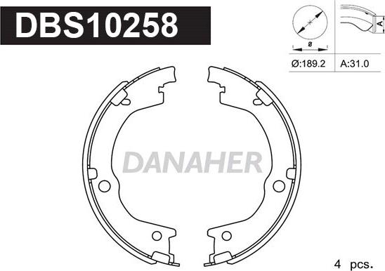 Danaher DBS10258 - Комплект тормозов, ручник, парковка autosila-amz.com