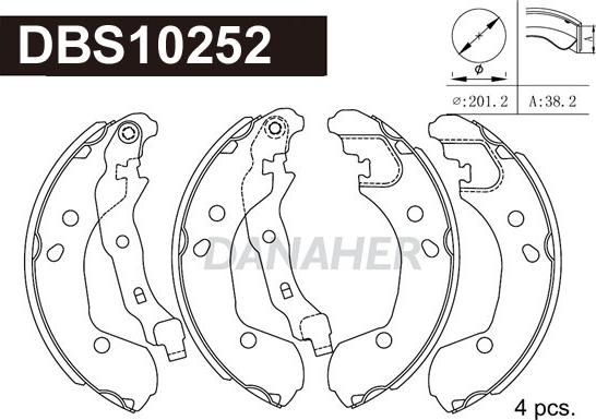 Danaher DBS10252 - Комплект тормозных колодок, барабанные autosila-amz.com