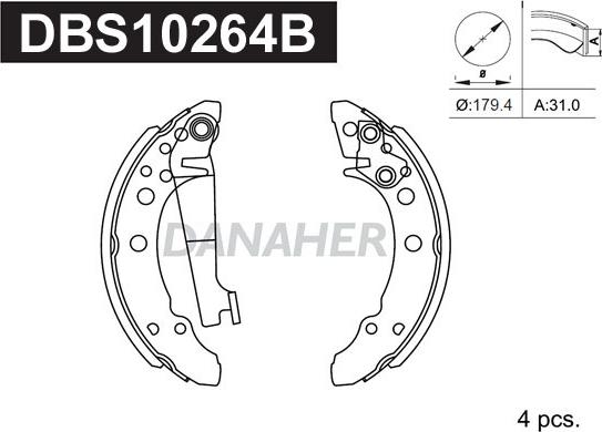 Danaher DBS10264B - Комплект тормозных колодок, барабанные autosila-amz.com