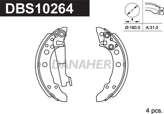 Danaher DBS10264 - Комплект тормозных колодок, барабанные autosila-amz.com