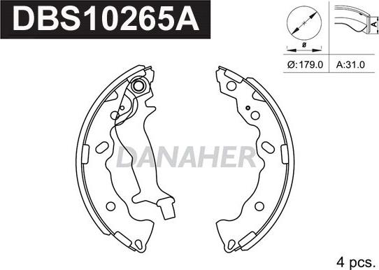 Danaher DBS10265A - Комплект тормозных колодок, барабанные autosila-amz.com