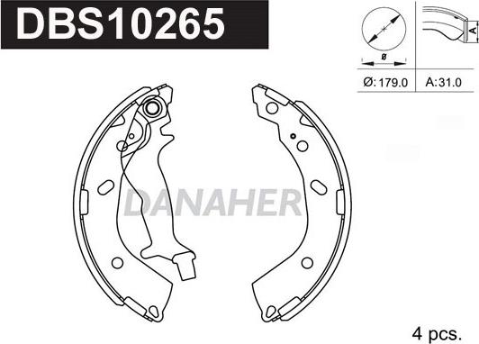 Danaher DBS10265 - Комплект тормозных колодок, барабанные autosila-amz.com