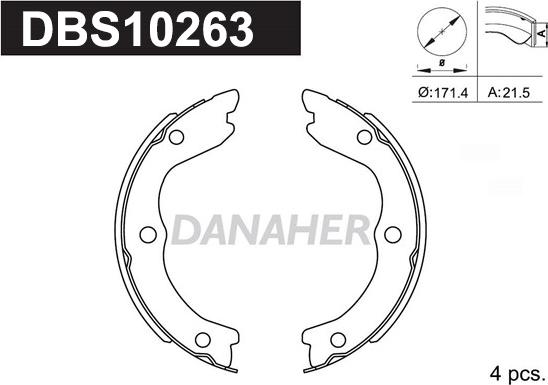 Danaher DBS10263 - Комплект тормозов, ручник, парковка autosila-amz.com