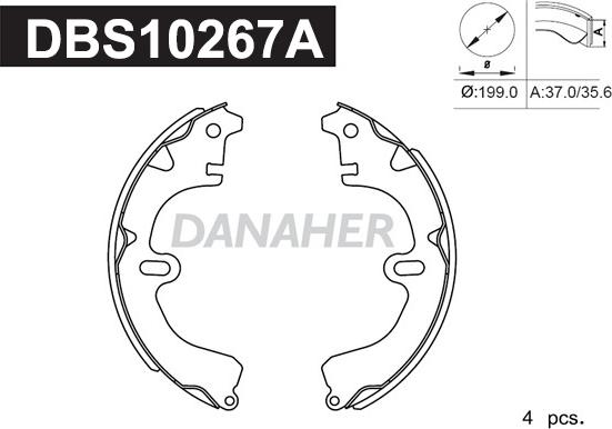 Danaher DBS10267A - Комплект тормозных колодок, барабанные autosila-amz.com