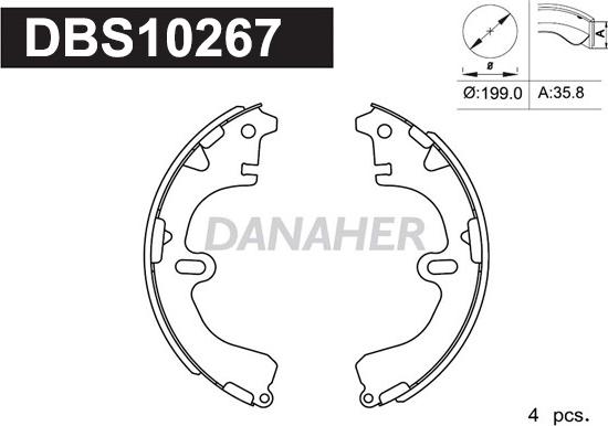 Danaher DBS10267 - Комплект тормозных колодок, барабанные autosila-amz.com