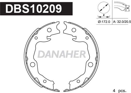 Danaher DBS10209 - Комплект тормозов, ручник, парковка autosila-amz.com