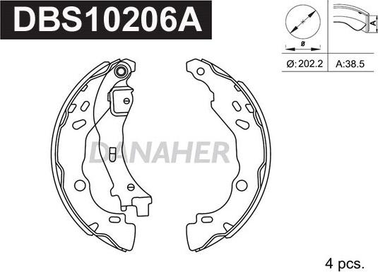 Danaher DBS10206A - Комплект тормозных колодок, барабанные autosila-amz.com