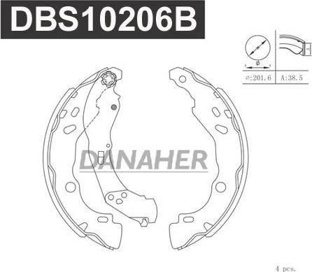 Danaher DBS10206B - Комплект тормозных колодок, барабанные autosila-amz.com