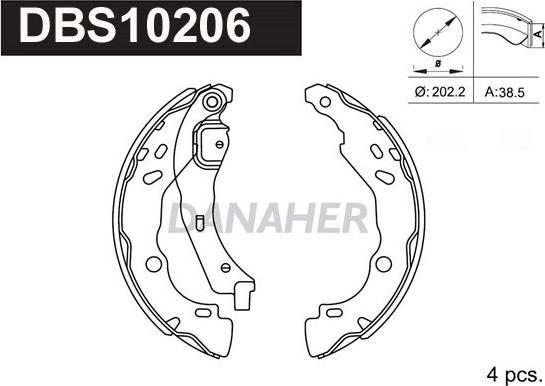 Danaher DBS10206 - Комплект тормозных колодок, барабанные autosila-amz.com