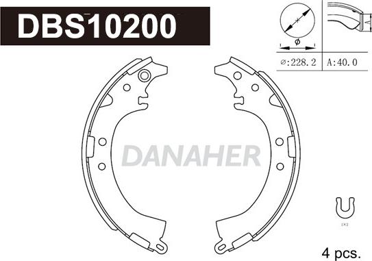 Danaher DBS10200 - Комплект тормозных колодок, барабанные autosila-amz.com