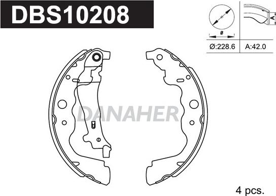 Danaher DBS10208 - Комплект тормозных колодок, барабанные autosila-amz.com