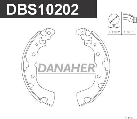 Danaher DBS10202 - Комплект тормозных колодок, барабанные autosila-amz.com