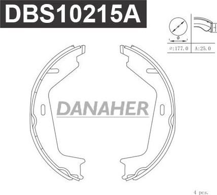 Danaher DBS10215A - Комплект тормозов, ручник, парковка autosila-amz.com