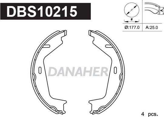 Danaher DBS10215 - Комплект тормозов, ручник, парковка autosila-amz.com