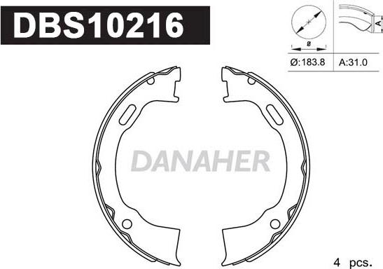 Danaher DBS10216 - Комплект тормозов, ручник, парковка autosila-amz.com