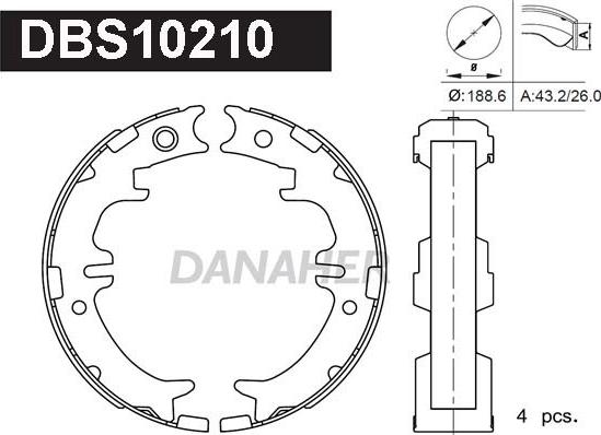 Danaher DBS10210 - Комплект тормозов, ручник, парковка autosila-amz.com