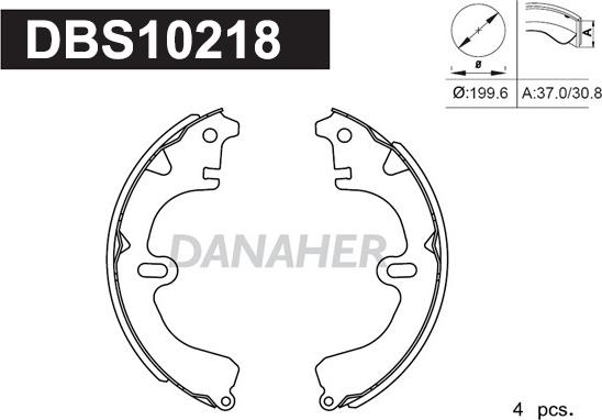Danaher DBS10218 - Комплект тормозных колодок, барабанные autosila-amz.com