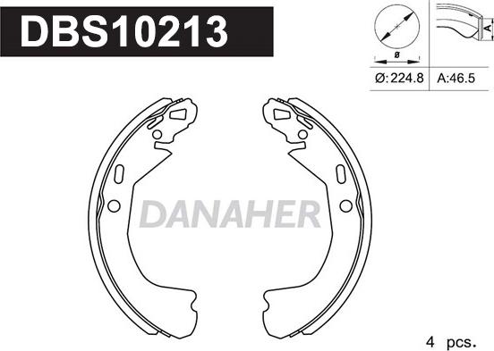 Danaher DBS10213 - Комплект тормозных колодок, барабанные autosila-amz.com