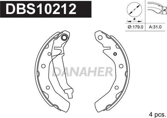 Danaher DBS10212 - Комплект тормозных колодок, барабанные autosila-amz.com