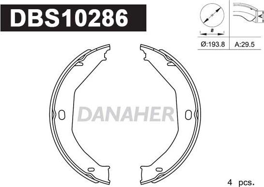 Danaher DBS10286 - Комплект тормозов, ручник, парковка autosila-amz.com