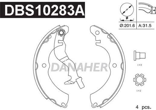 Danaher DBS10283A - Комплект тормозных колодок, барабанные autosila-amz.com