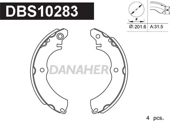 Danaher DBS10283 - Комплект тормозных колодок, барабанные autosila-amz.com