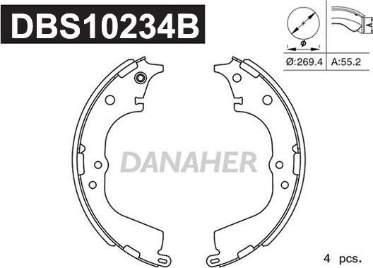 Danaher DBS10234B - Комплект тормозных колодок, барабанные autosila-amz.com