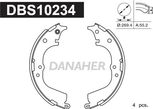 Danaher DBS10234 - Комплект тормозных колодок, барабанные autosila-amz.com