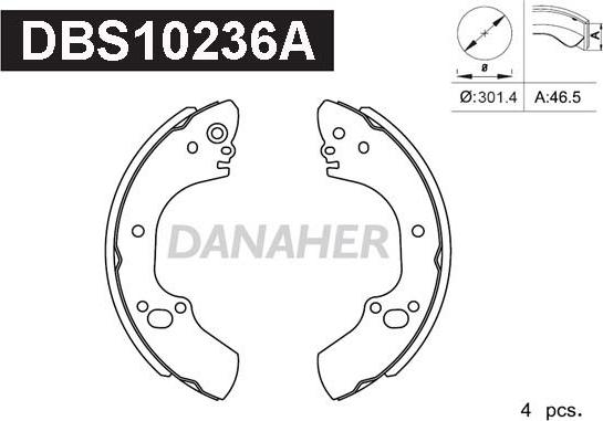 Danaher DBS10236A - Комплект тормозных колодок, барабанные autosila-amz.com