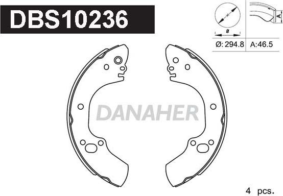 Danaher DBS10236 - Комплект тормозных колодок, барабанные autosila-amz.com