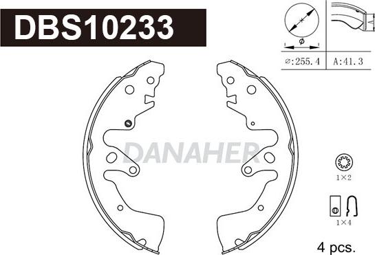 Danaher DBS10233 - Комплект тормозных колодок, барабанные autosila-amz.com