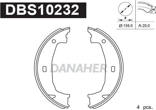Danaher DBS10232 - Комплект тормозов, ручник, парковка autosila-amz.com