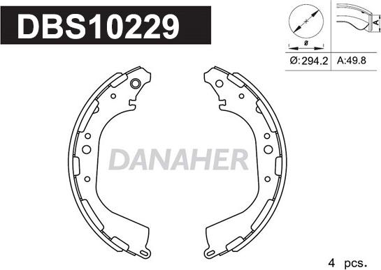 Danaher DBS10229 - Комплект тормозных колодок, барабанные autosila-amz.com