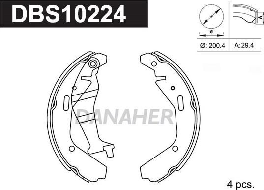 Danaher DBS10224 - Комплект тормозных колодок, барабанные autosila-amz.com