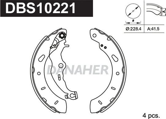 Danaher DBS10221 - Комплект тормозных колодок, барабанные autosila-amz.com