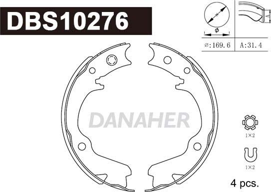 Danaher DBS10276 - Комплект тормозов, ручник, парковка autosila-amz.com