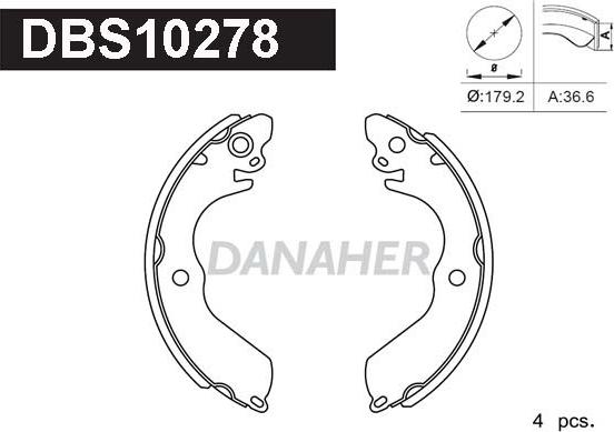 Danaher DBS10278 - Комплект тормозных колодок, барабанные autosila-amz.com