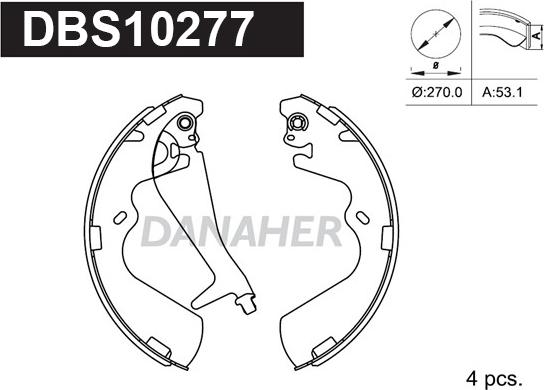 Danaher DBS10277 - Комплект тормозных колодок, барабанные autosila-amz.com