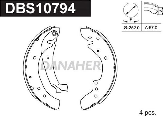 Danaher DBS10794 - Комплект тормозных колодок, барабанные autosila-amz.com