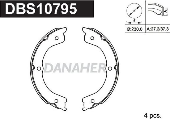 Danaher DBS10795 - Комплект тормозов, ручник, парковка autosila-amz.com