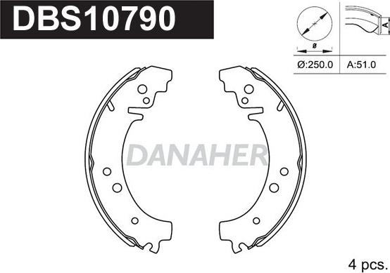 Danaher DBS10790 - Комплект тормозных колодок, барабанные autosila-amz.com