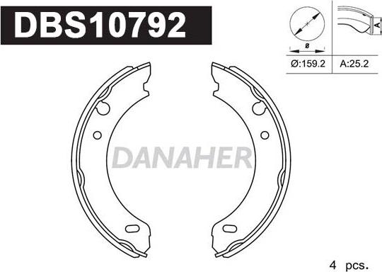 Danaher DBS10792 - Комплект тормозов, ручник, парковка autosila-amz.com