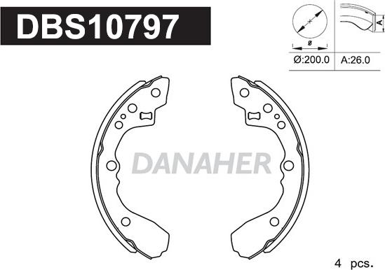 Danaher DBS10797 - Комплект тормозных колодок, барабанные autosila-amz.com