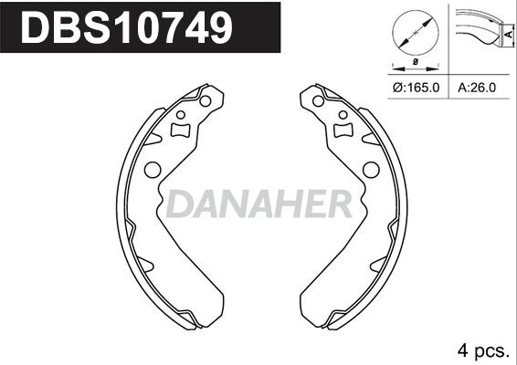 Danaher DBS10749 - Комплект тормозных колодок, барабанные autosila-amz.com