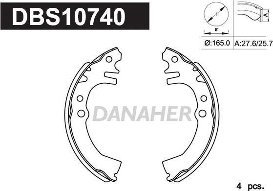 Danaher DBS10740 - Комплект тормозных колодок, барабанные autosila-amz.com