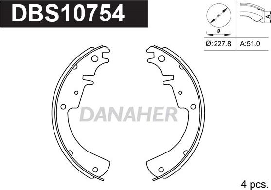 Danaher DBS10754 - Комплект тормозных колодок, барабанные autosila-amz.com