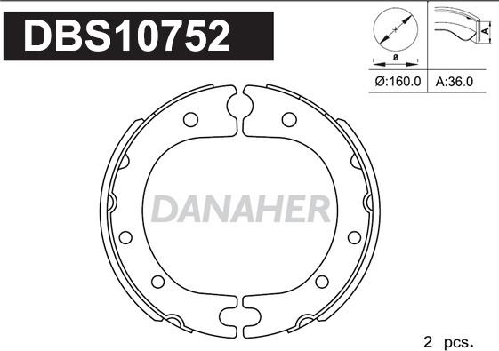 Danaher DBS10752 - Комплект тормозов, ручник, парковка autosila-amz.com