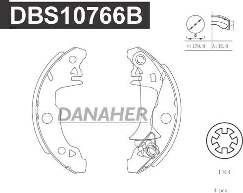 Danaher DBS10766B - Комплект тормозных колодок, барабанные autosila-amz.com