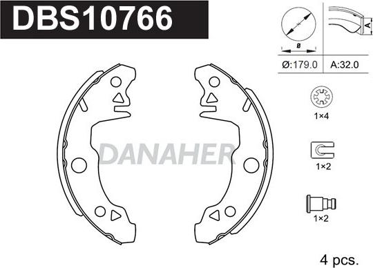 Danaher DBS10766 - Комплект тормозных колодок, барабанные autosila-amz.com