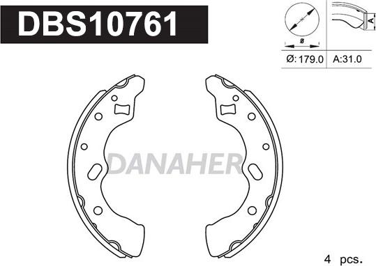 Danaher DBS10761 - Комплект тормозных колодок, барабанные autosila-amz.com